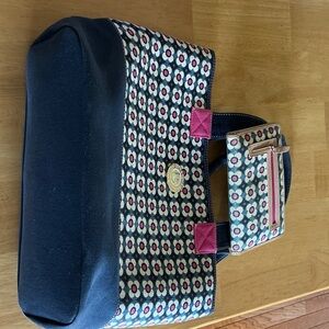 Spartina 449 Floral Navy Canvas Tote bag with wallet with Pink Accents